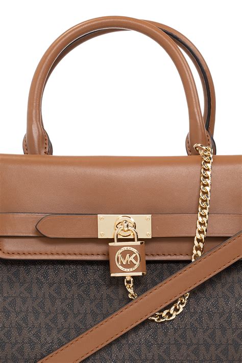 michael kors hamilton satchel handbag in luggage tan|michael kors hamilton legacy bag.